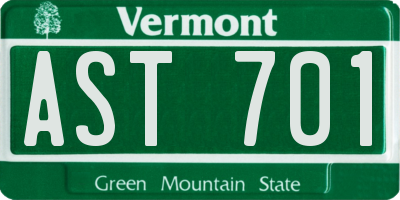 VT license plate AST701