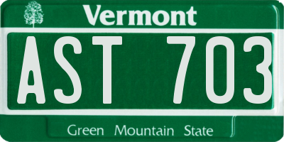 VT license plate AST703