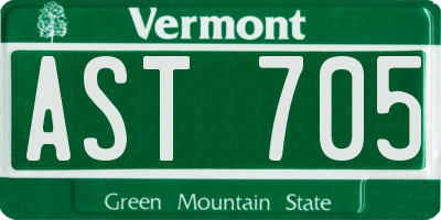 VT license plate AST705