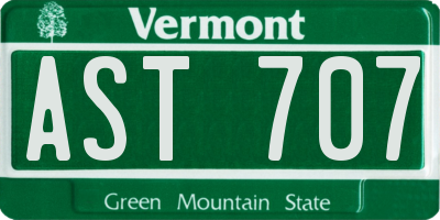 VT license plate AST707