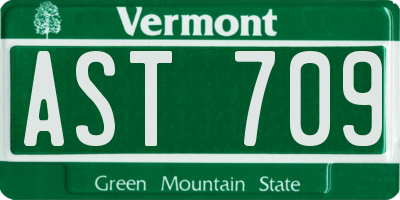 VT license plate AST709