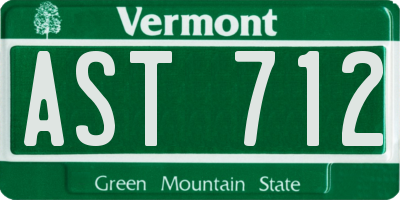 VT license plate AST712