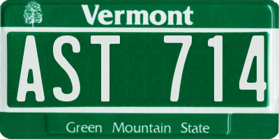 VT license plate AST714