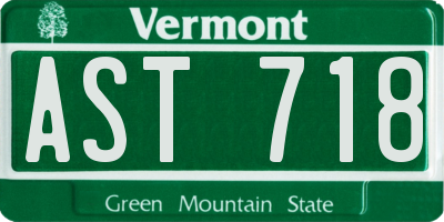 VT license plate AST718