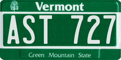 VT license plate AST727