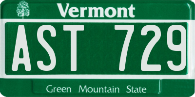 VT license plate AST729