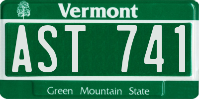 VT license plate AST741