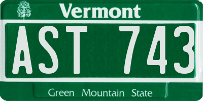 VT license plate AST743