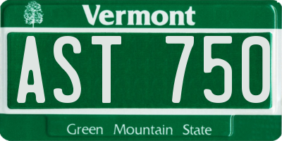 VT license plate AST750