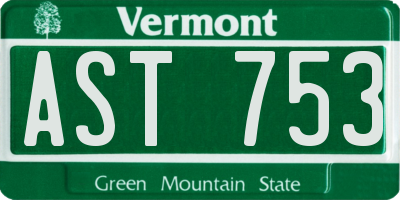 VT license plate AST753