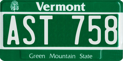 VT license plate AST758