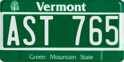 VT license plate AST765