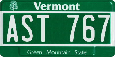 VT license plate AST767