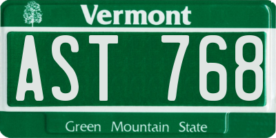 VT license plate AST768