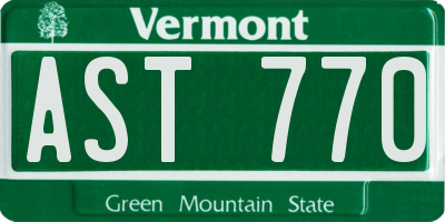 VT license plate AST770