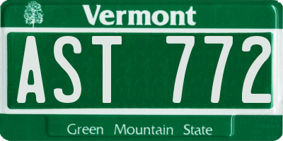 VT license plate AST772