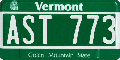 VT license plate AST773