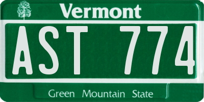 VT license plate AST774