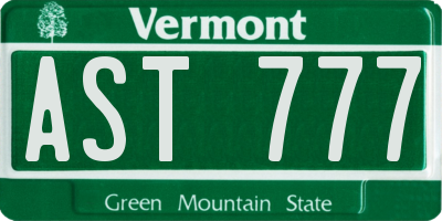 VT license plate AST777
