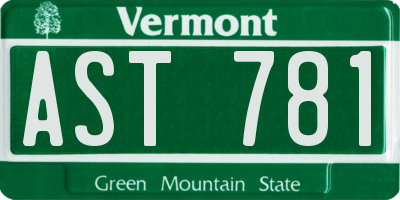 VT license plate AST781