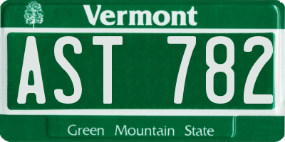 VT license plate AST782