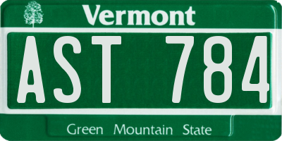 VT license plate AST784