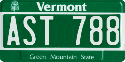VT license plate AST788