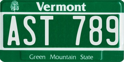 VT license plate AST789