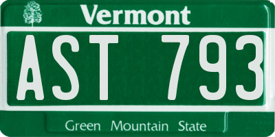 VT license plate AST793