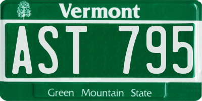 VT license plate AST795