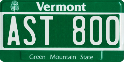 VT license plate AST800