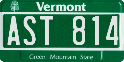 VT license plate AST814