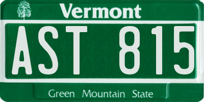 VT license plate AST815