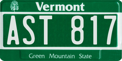 VT license plate AST817