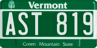 VT license plate AST819