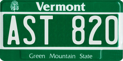 VT license plate AST820