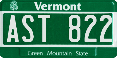 VT license plate AST822