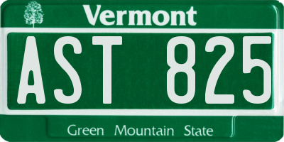 VT license plate AST825