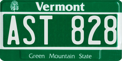 VT license plate AST828