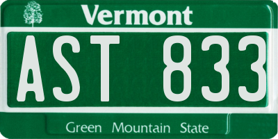 VT license plate AST833