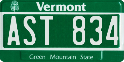 VT license plate AST834