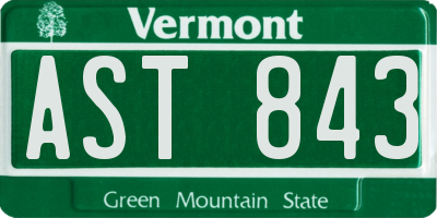 VT license plate AST843
