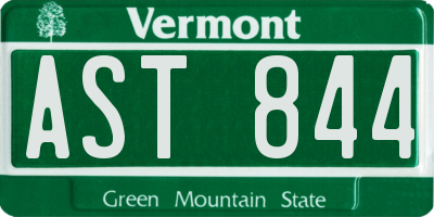 VT license plate AST844
