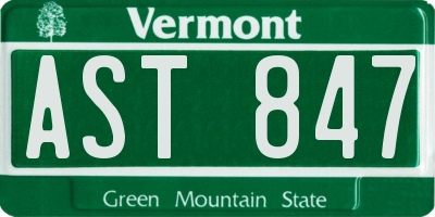 VT license plate AST847