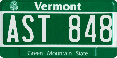 VT license plate AST848