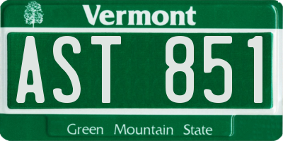 VT license plate AST851