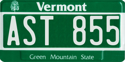 VT license plate AST855