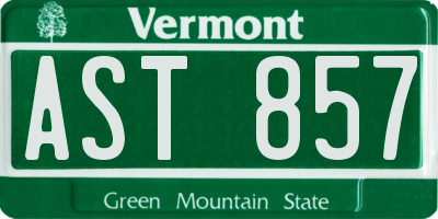 VT license plate AST857