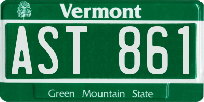VT license plate AST861
