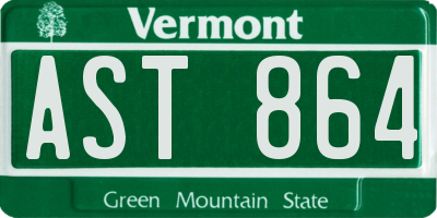 VT license plate AST864